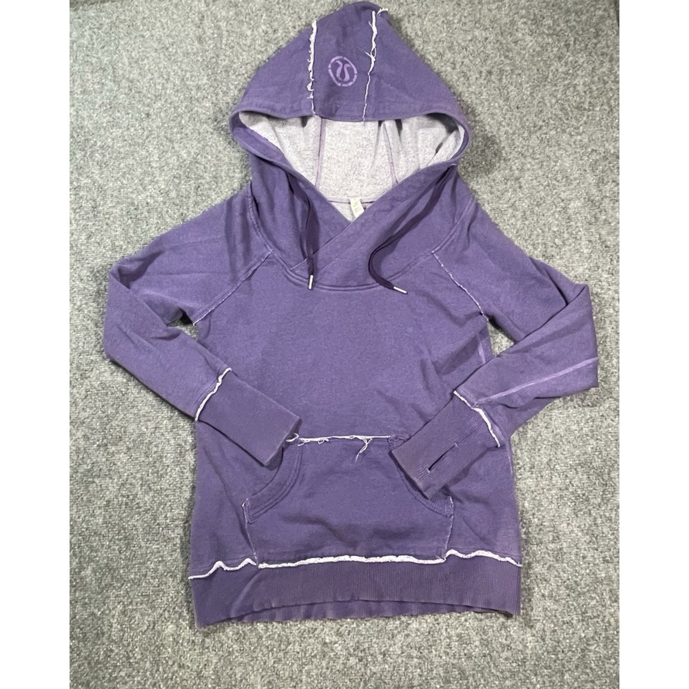 Lululemon Scuba Hoodie Size 6 Purple Raw Hem Inside Out Sweatshirt Y2K 2000's